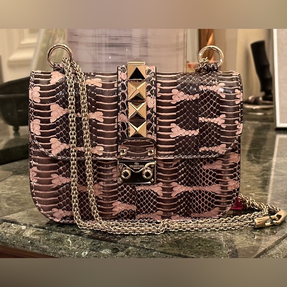 Valentino Garavani Handbags - Valentino Garavani Glam Lock python crossbody bag